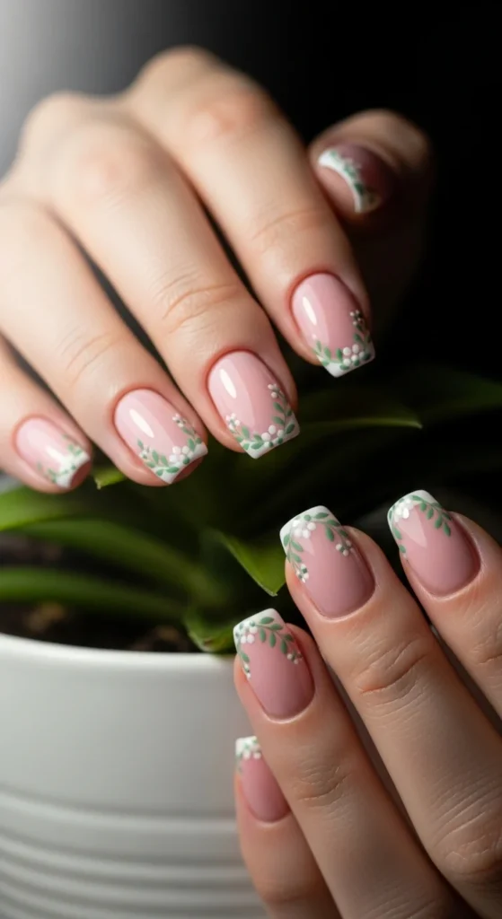 19. Sage Green Leaves on Pink Bases.webp
