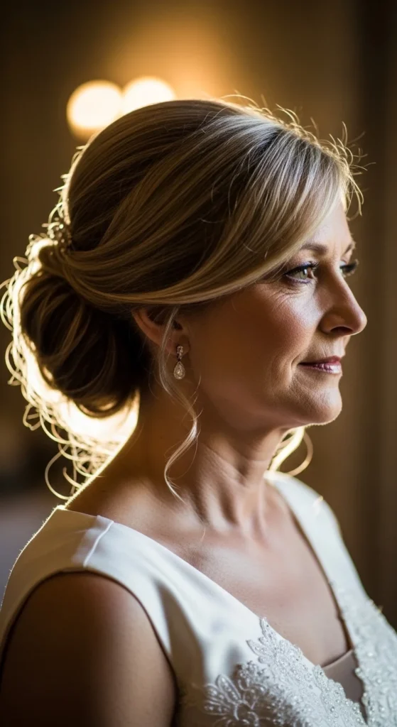 2. Low Side Bun with Soft Tendrils.webp