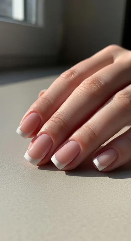 2. Micro White French on Short Nails.webp