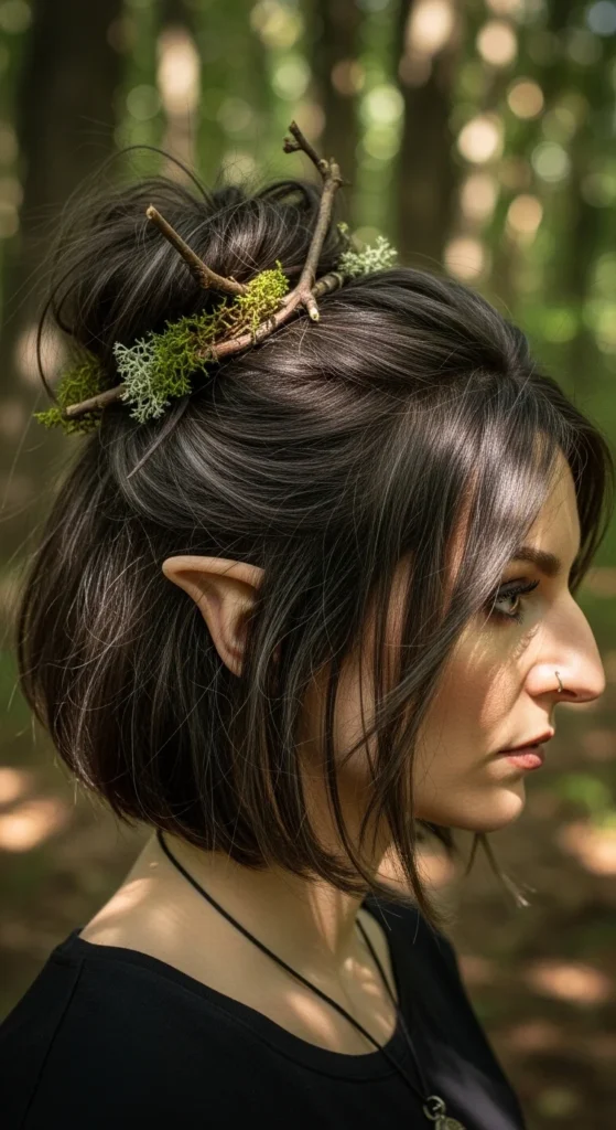 20. Forest Witch Messy Updo for Short Hair.webp