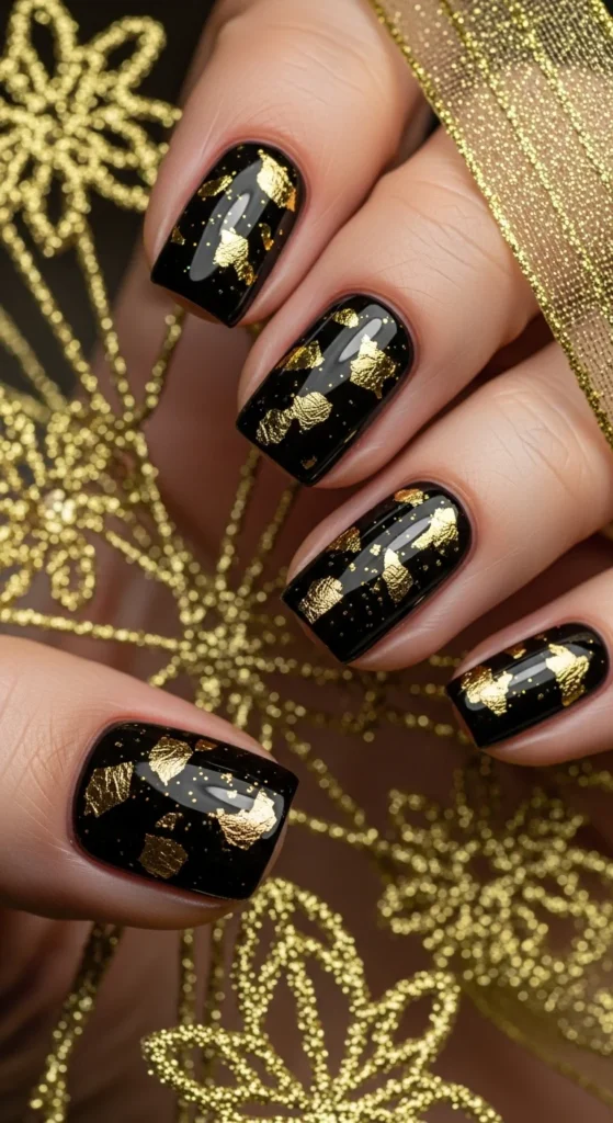 21. Black and Gold Party Nails.webp