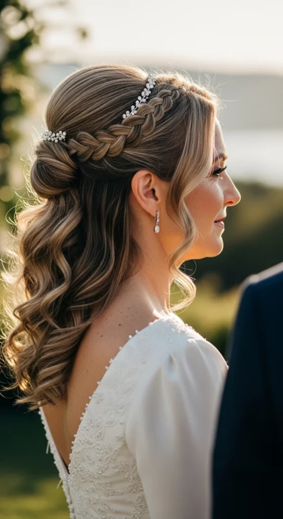 4. Braided Crown Half Up Look.webp