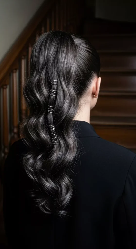 4. Messy High Ponytail with Hair Rings.webp