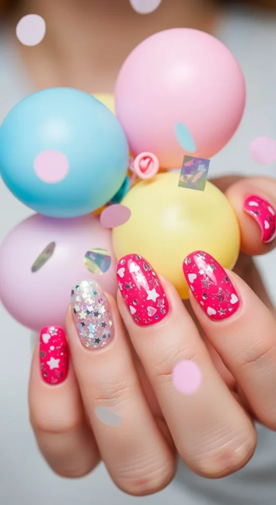 4. Pink Birthday Party Nails.webp