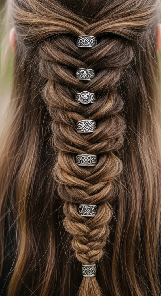 5. Viking Fishtail Braid With Hair Rings.webp