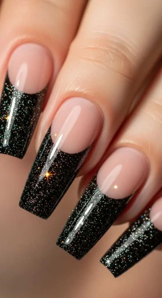 8. Black Glitter French Tips.webp