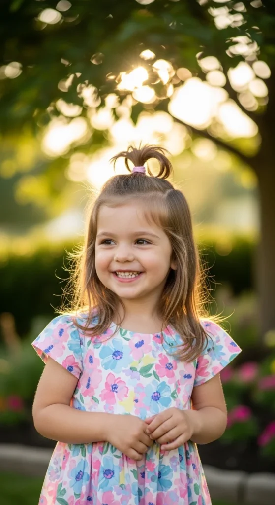 The Half Up Mini Bun for Parties and Photos.webp