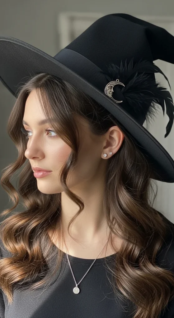 how to do a witch hairstyle with a hat.webp