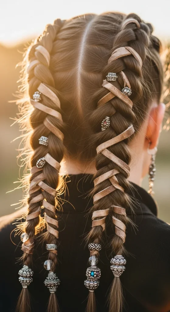 10. Long Rope Braids with Leather Wraps.webp