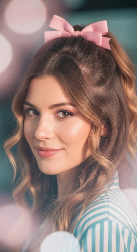 13. Glinda-Inspired Soft Pink Ribbon Hair.webp