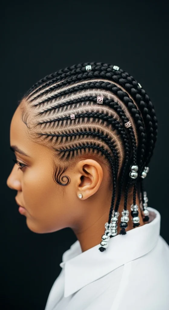 13. Short Hair Side Braids with Beads.webp