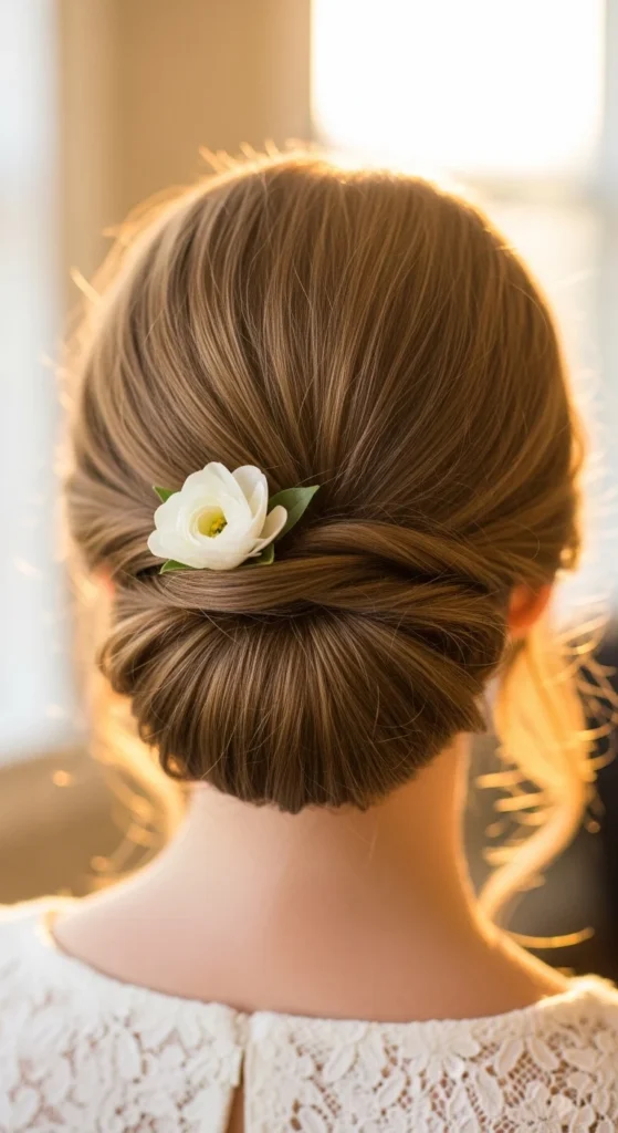 15. Low Twisted Bun with Floral Accent.webp