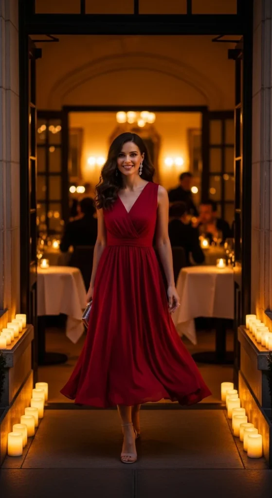 15. Red Midi Dress with Soft Waves.webp