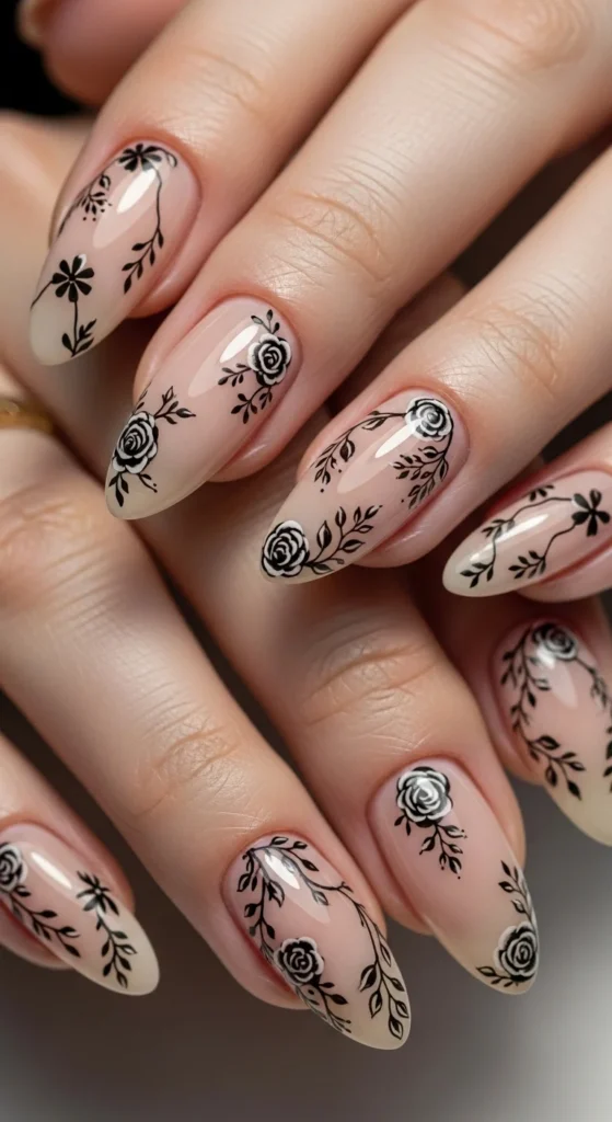 18. Tiny Black Florals on Nude.webp