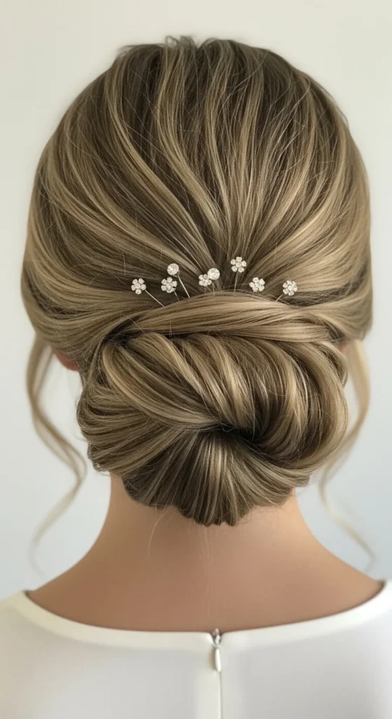 2. Low Chignon with Side Tendrils.webp