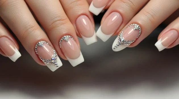 24 Dazzling French Nails with Gems That Look Like Jewelry.webp