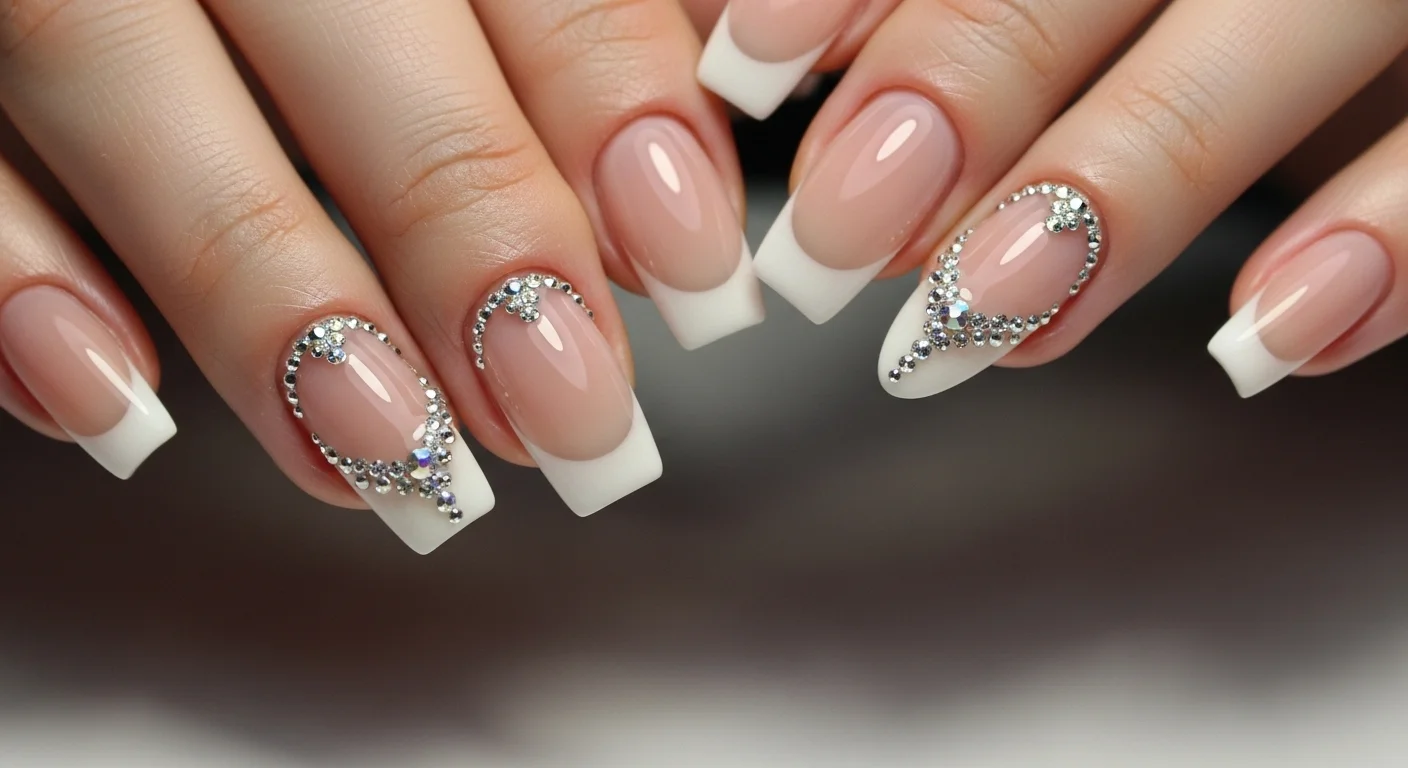 24 Dazzling French Nails with Gems That Look Like Jewelry