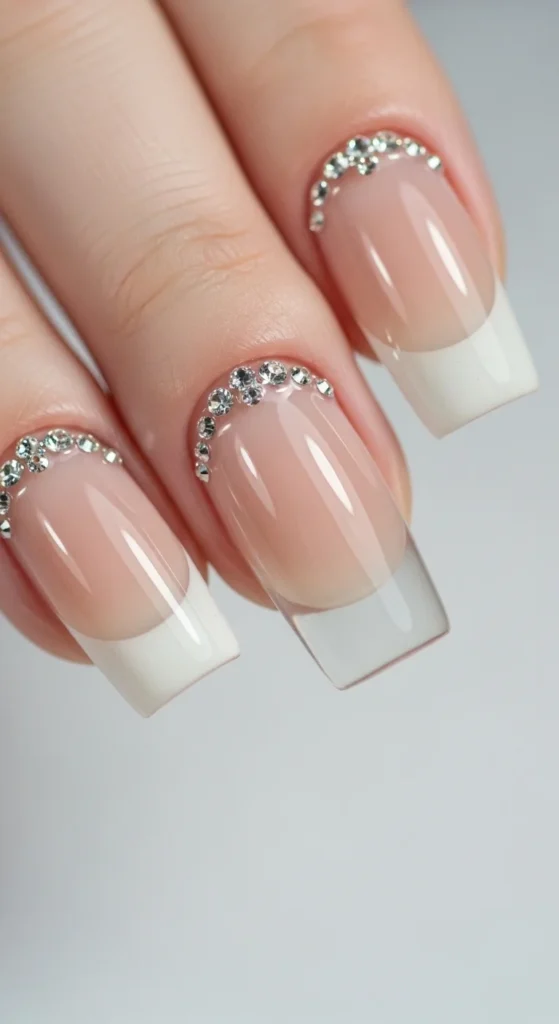 24. Clear French Tips with Floating Crystals.webp