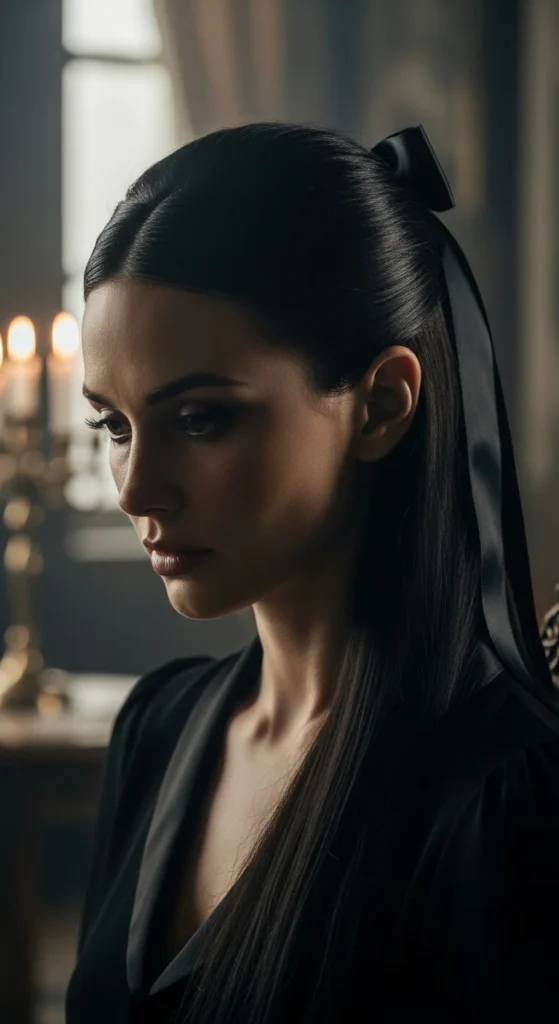 3. Black Ribbon Half-Up Classic.webp