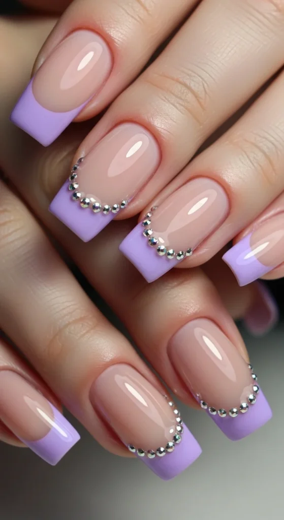 4. Lavender French Tips with Tiny Crystals.webp