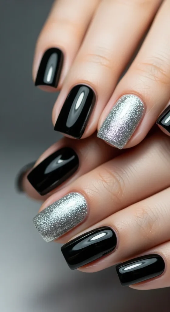 8. Black and Silver Glitter Accent.webp
