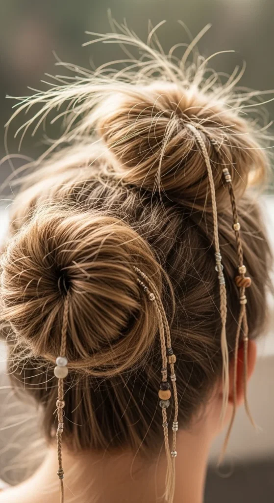 8. Double Buns with Beaded Mini Braids.webp
