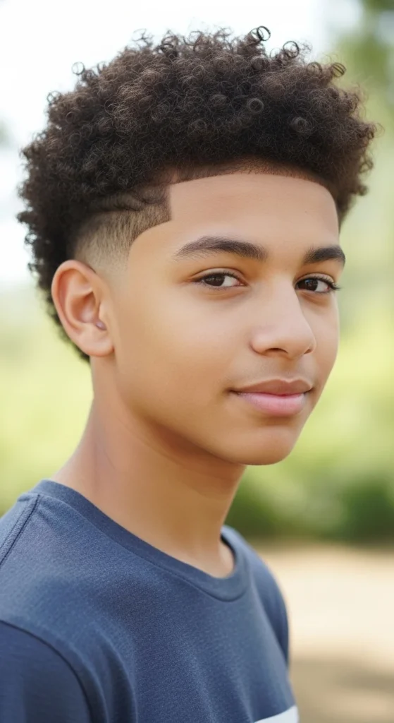 9) Curly Afro with Tapered Sides.webp