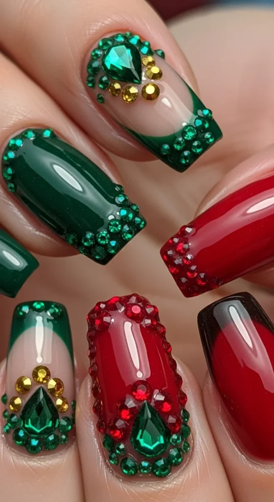 9. Jewel-Toned French with Matching Crystals.webp