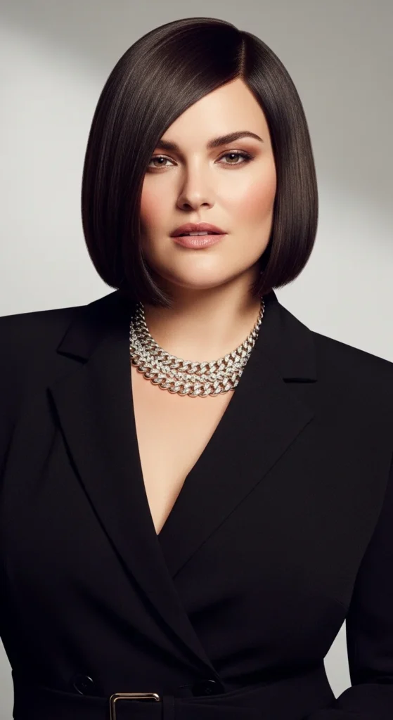 blunt bob plus size women.webp