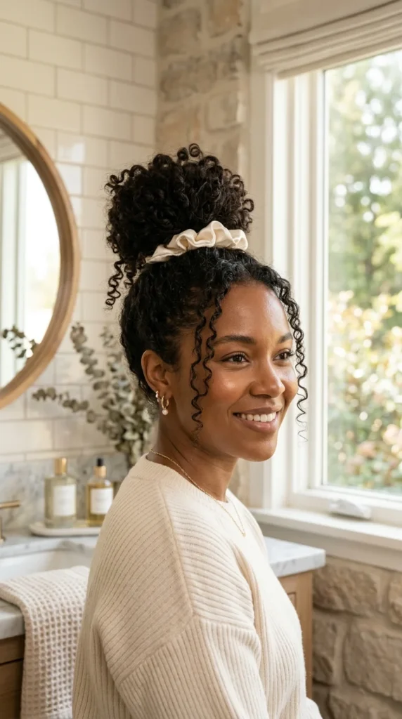 1. The Classic High Messy Curly Bun.webp