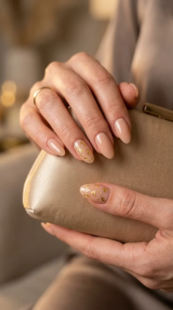 11. Nude Nails With Tiny Gold Foil.webp