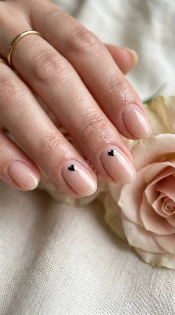 13. Black Heart Accent Nails.webp