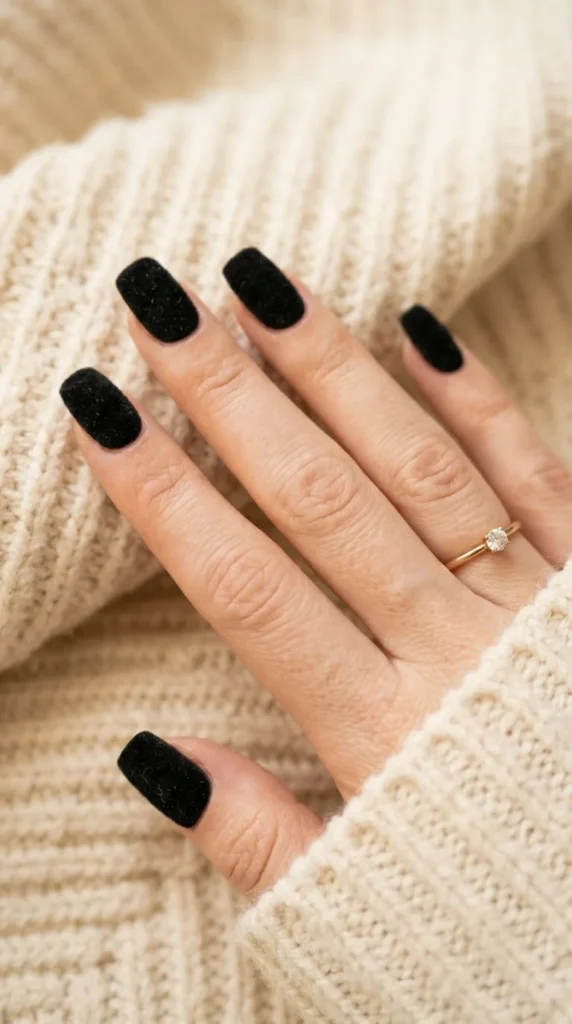 17. Velvet Texture Black Nails.webp