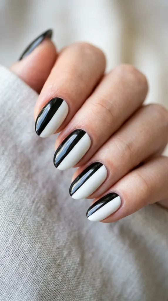18. Black and White Split Nails.webp