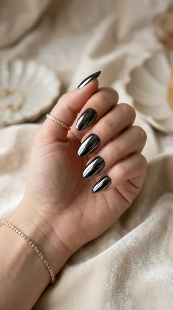20. Press-On Black Chrome Nails.webp
