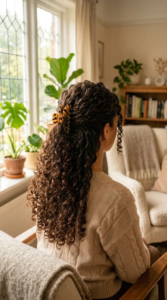3. Half-Up Clip Style for Thick Curls.webp