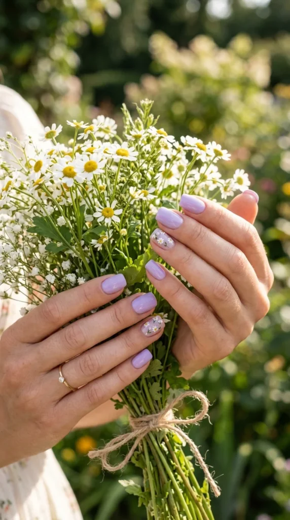 4. Lavender Nails With Tiny Floral Decals.webp