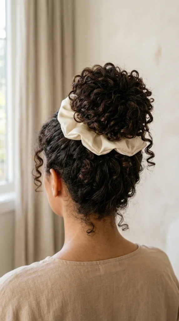 5. The Scrunchie-Wrapped Curly Bun.webp