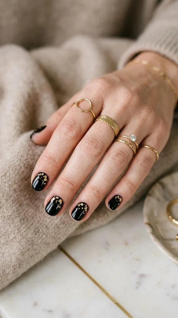 Black + Gold The Luxury Pairing Short Nails Love.webp