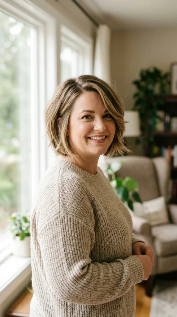 1. Chin Length Layered Bob for Round Faces.webp