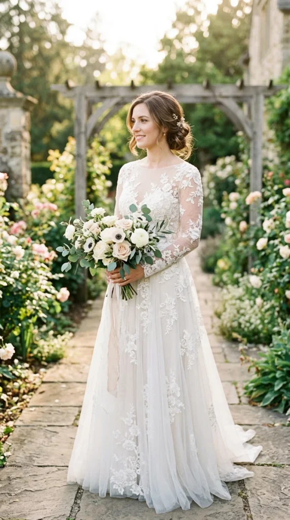 1. Classic A-Line Long Sleeve Lace Wedding Dress.webp