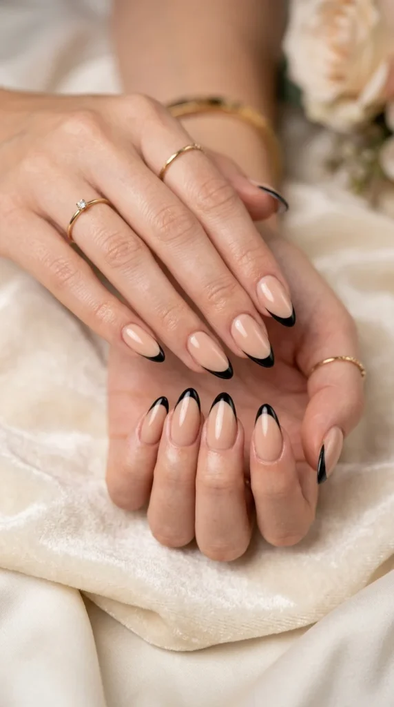 1. Classic Black French Tips on a Nude Base.webp