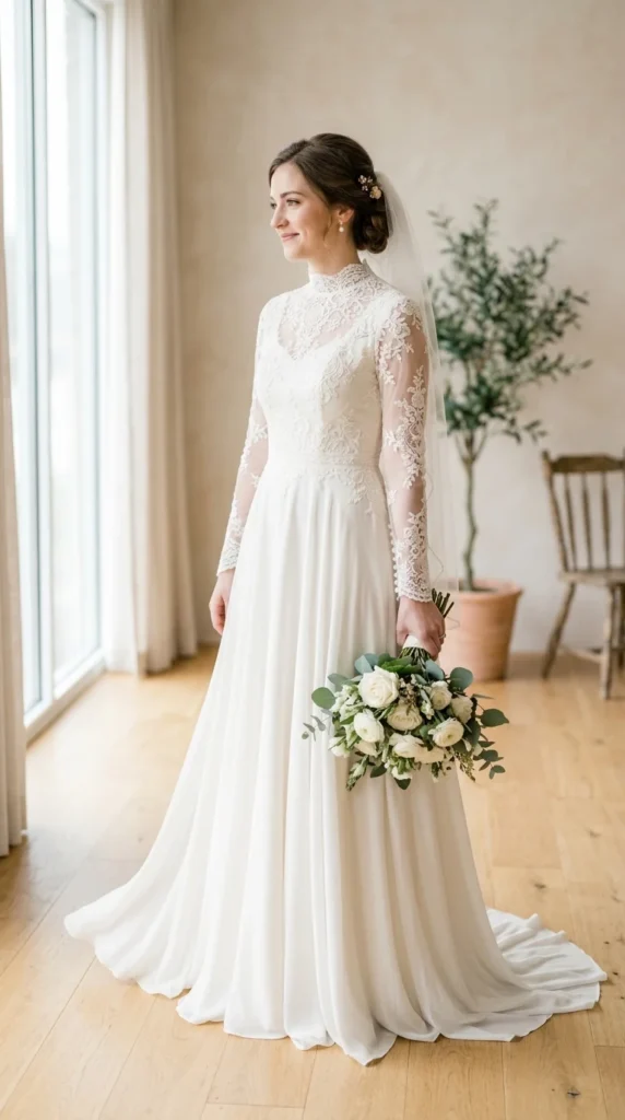 1. Lace Illusion Sleeves A-Line Gown.webp