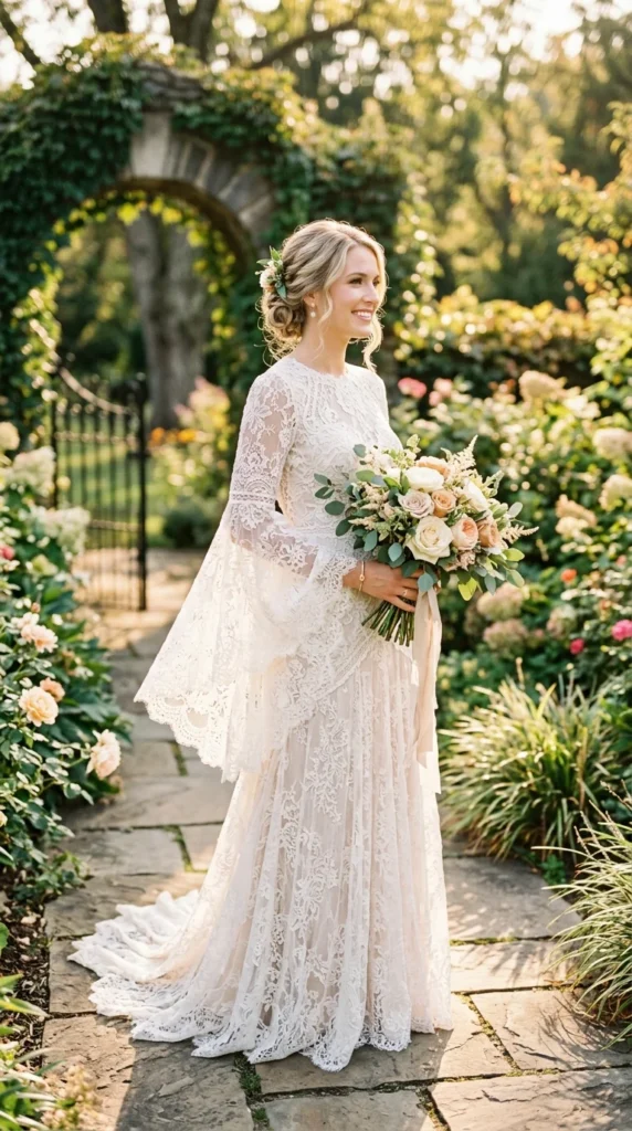 11. Bell Sleeve Lace Wedding Dress.webp