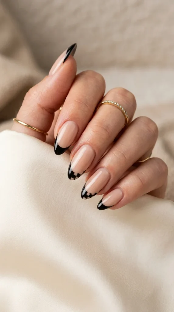 11. Checkerboard Black French Tips.webp