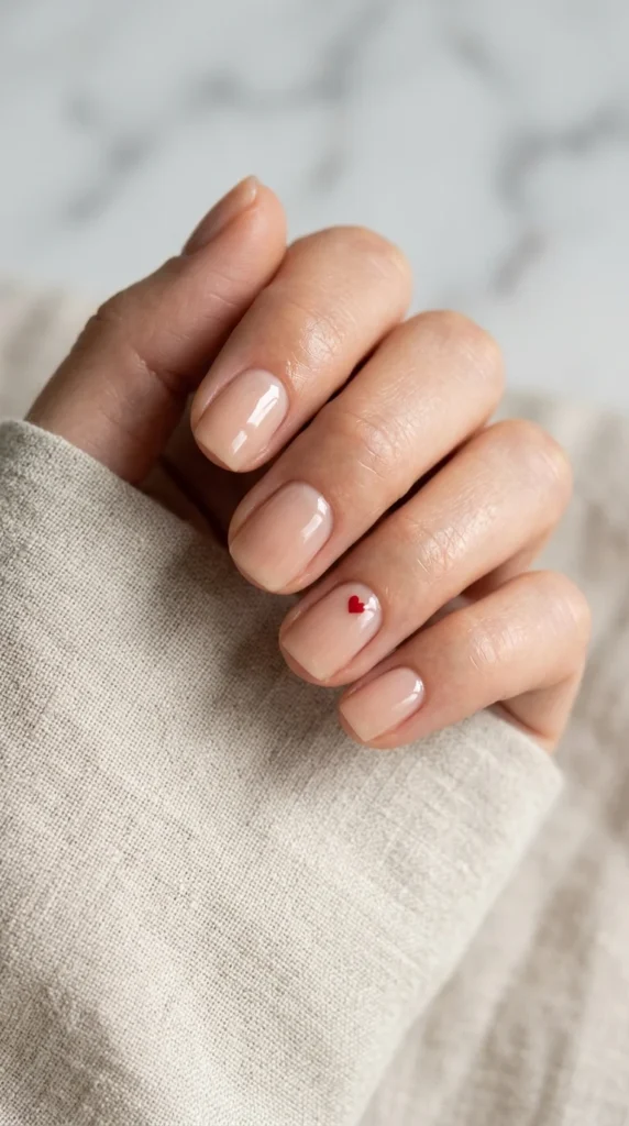 11. Tiny Heart Accent Gel Nails.webp