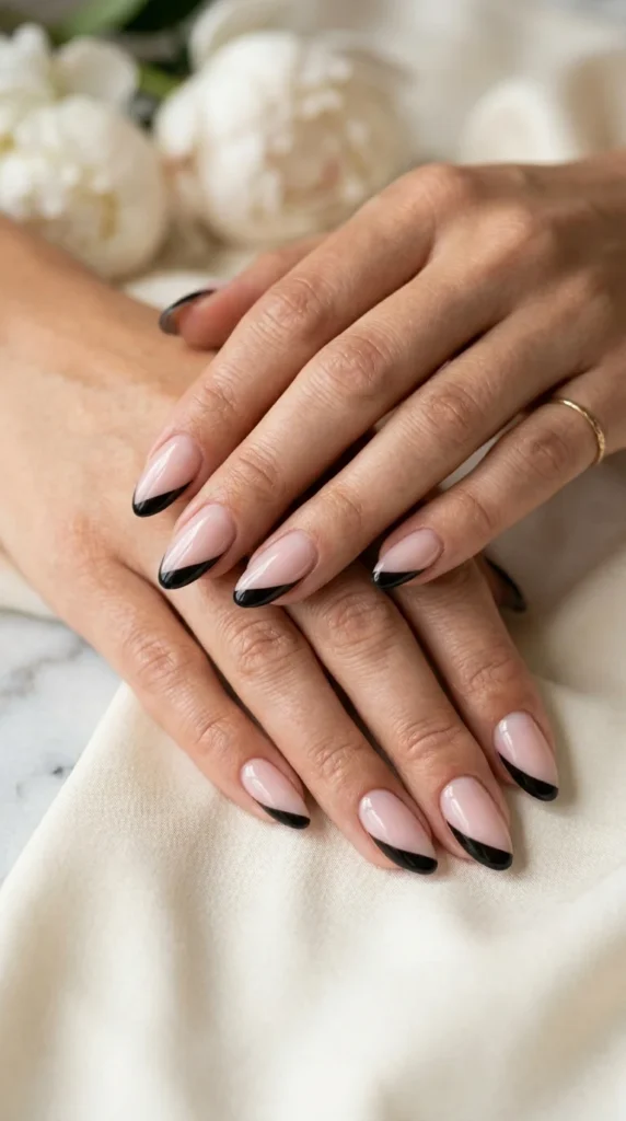 12. Diagonal Black French Tips.webp