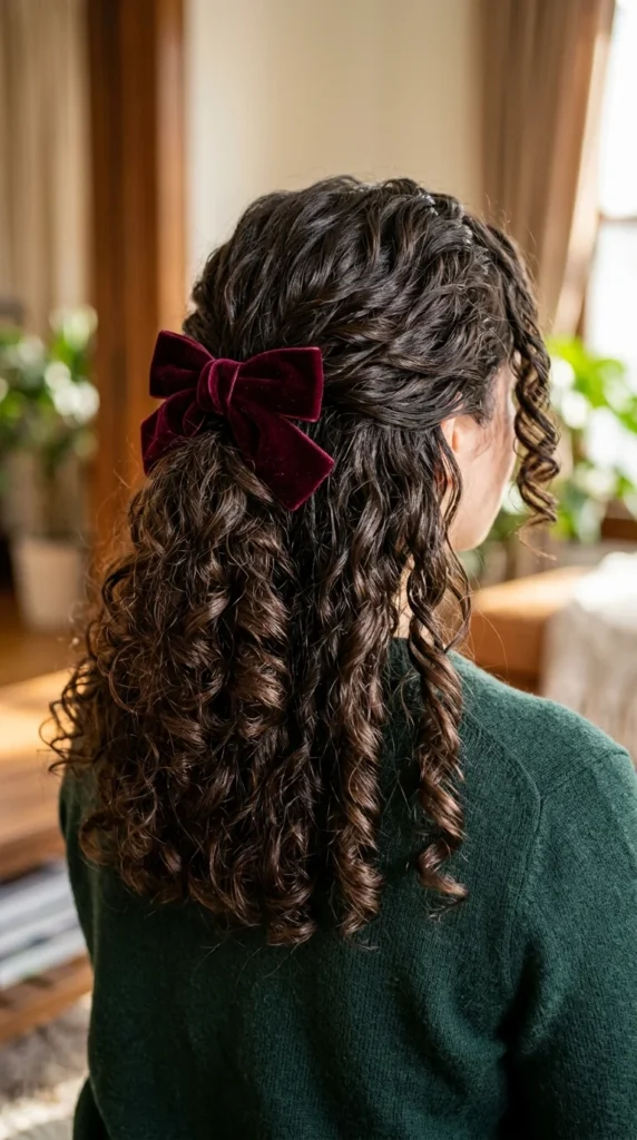 12. Half-Up Style with a Velvet Bow.webp