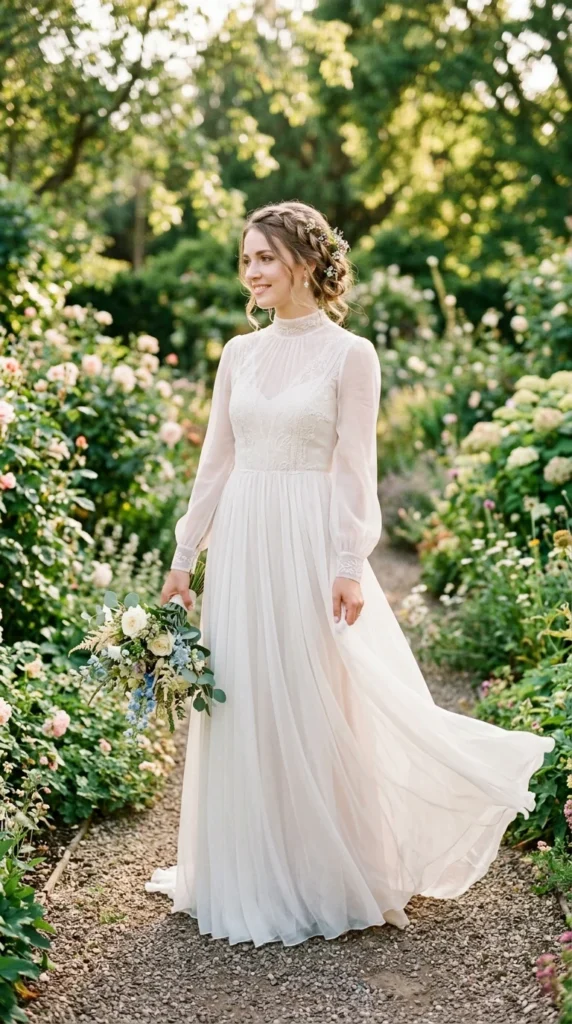 13. Chiffon High Neck Flowing Dress.webp