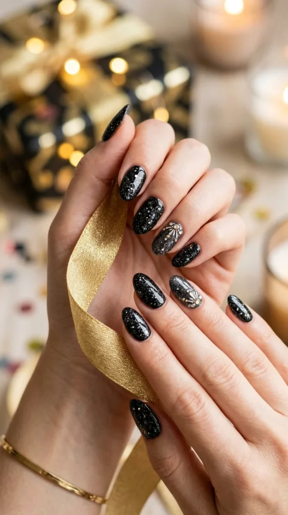 14. Black Glitter Birthday Nails.webp
